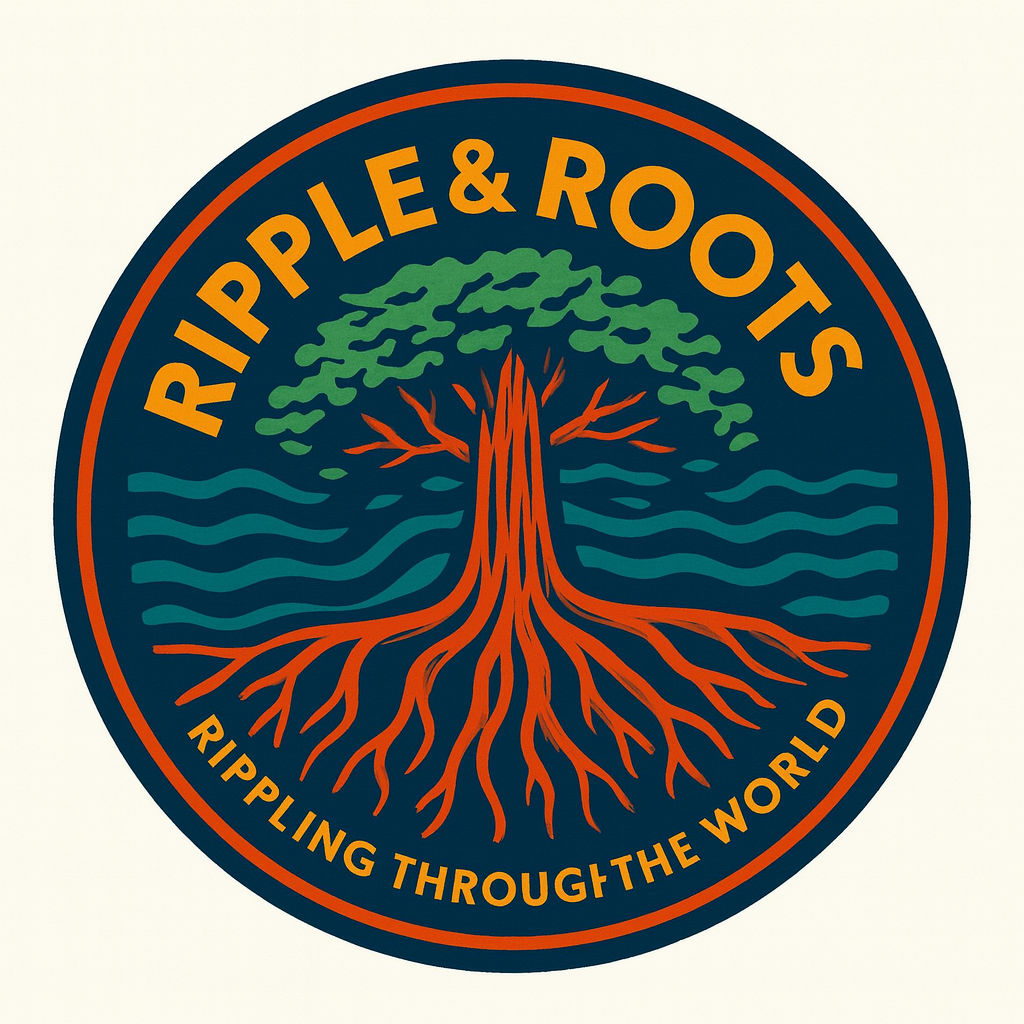 Ripple & Roots logo: a branching tree and orange roots surrounded by teal ripples